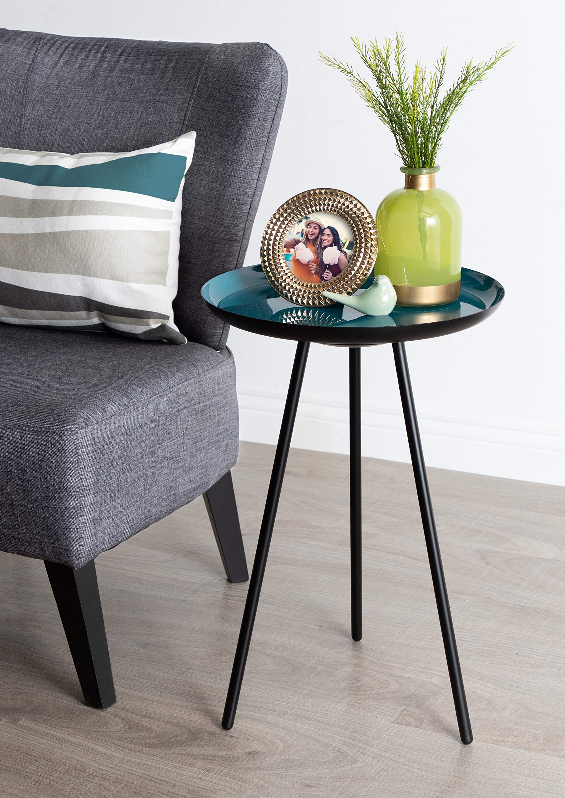 Kate And Laurel Laranya Modern Side Table, 15' X 15' X 22.5', Teal And Black, Chic Minimalist End Table