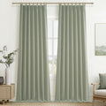 Sage Green Blackout Linen Curtains 108 Inches Long for Living Room Bedroom, Pinch Pleated Boho Light Drapes Viral Window Curtain