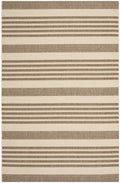SAFAVIEH Courtyard Collection Area Rug - 5'3'' x 7'7'', Brown & Bone, Stripe Design, Non-Shedding & Easy Care, Indoor/Outdoor & 