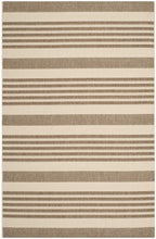SAFAVIEH Courtyard Collection Area Rug - 5'3'' x 7'7'', Brown & Bone, Stripe Design, Non-Shedding & Easy Care, Indoor/Outdoor & 