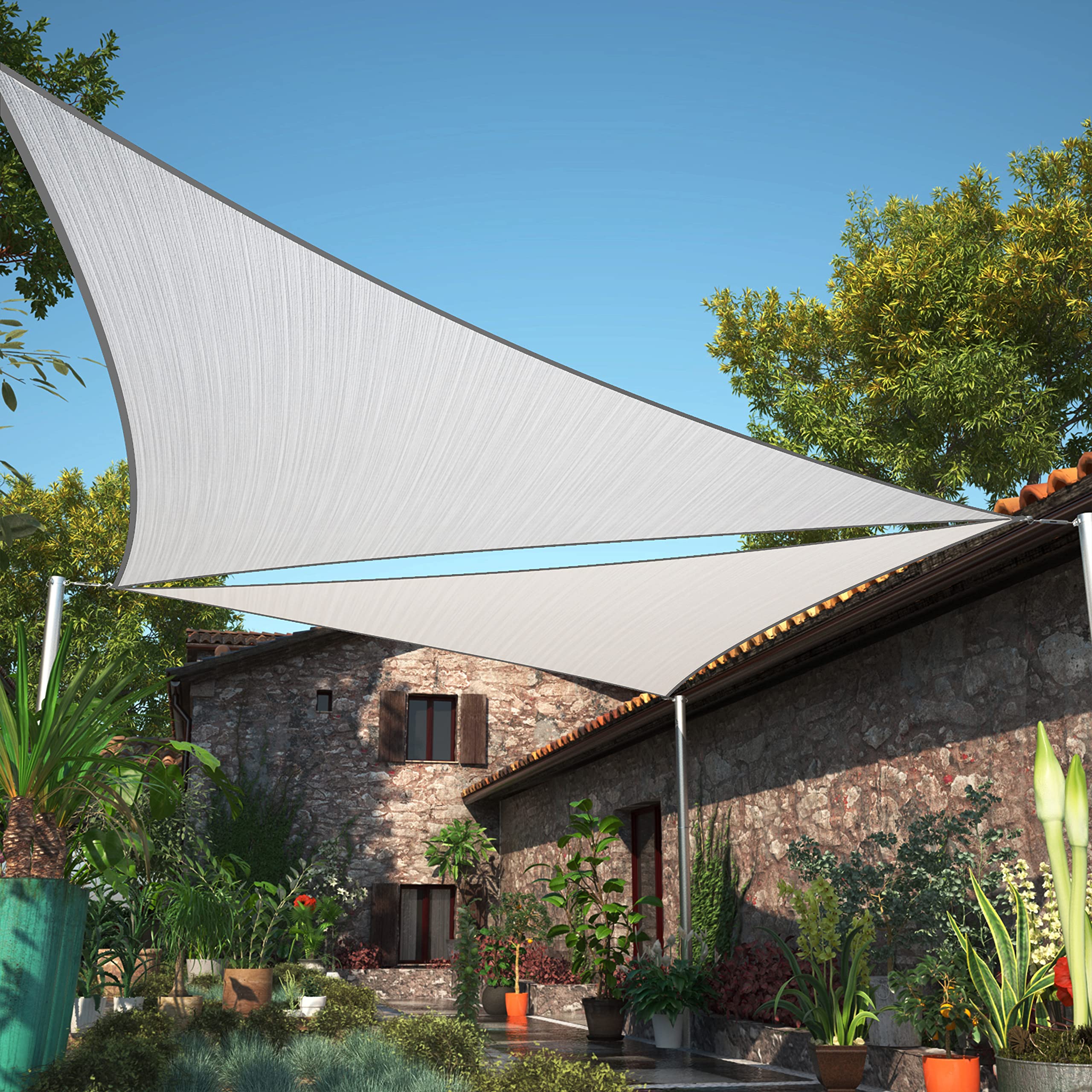 Shademart 24' X 24' X 24' Grey Triangle Sun Shade Sail Upf50 Canopy Smtapt08 Fabric Cloth Screen, Water Air Permeable & Uv Resis