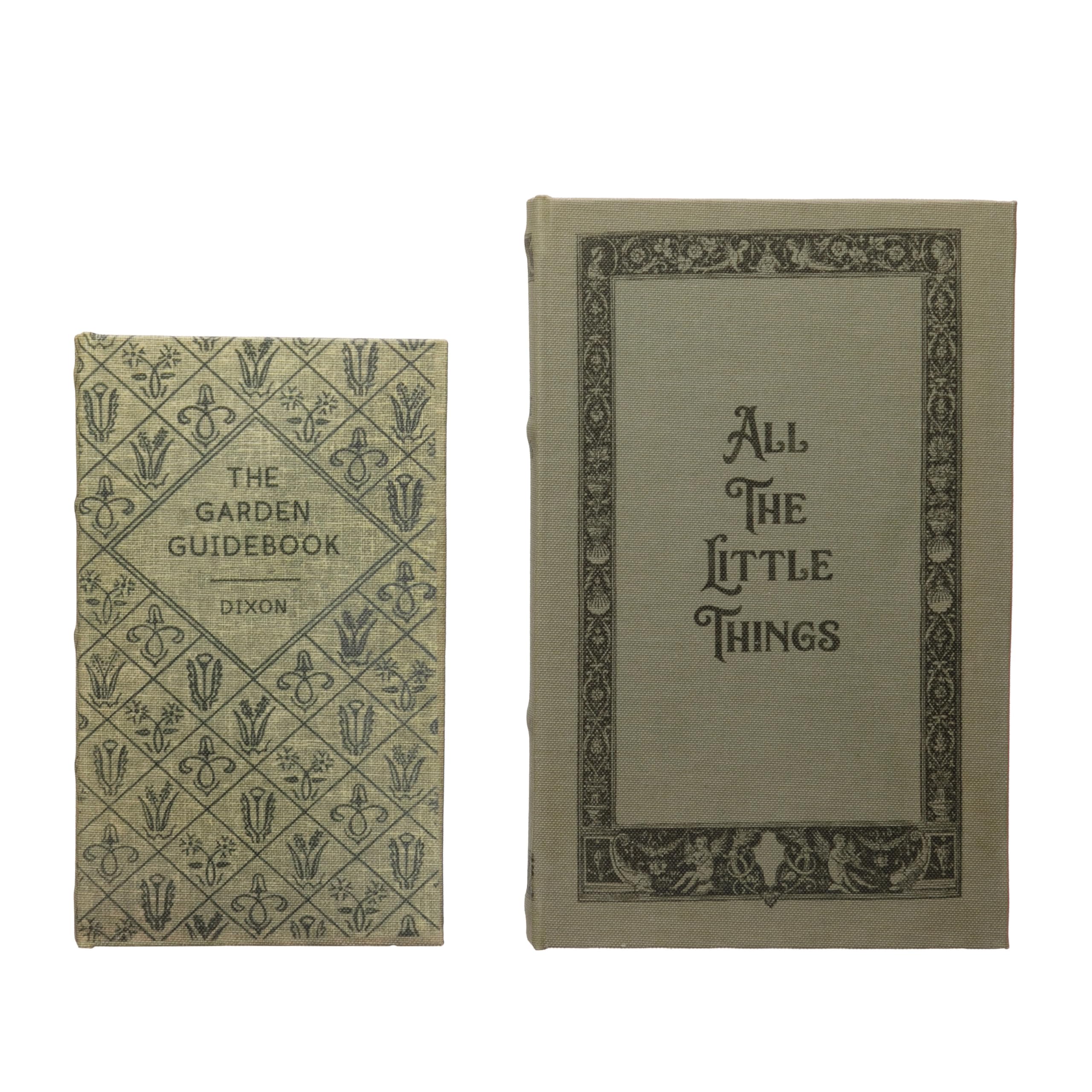 Creative Co-Op MDF & Canvas Book, Set of 2 All The Little Things Storage Box, Natural, 2