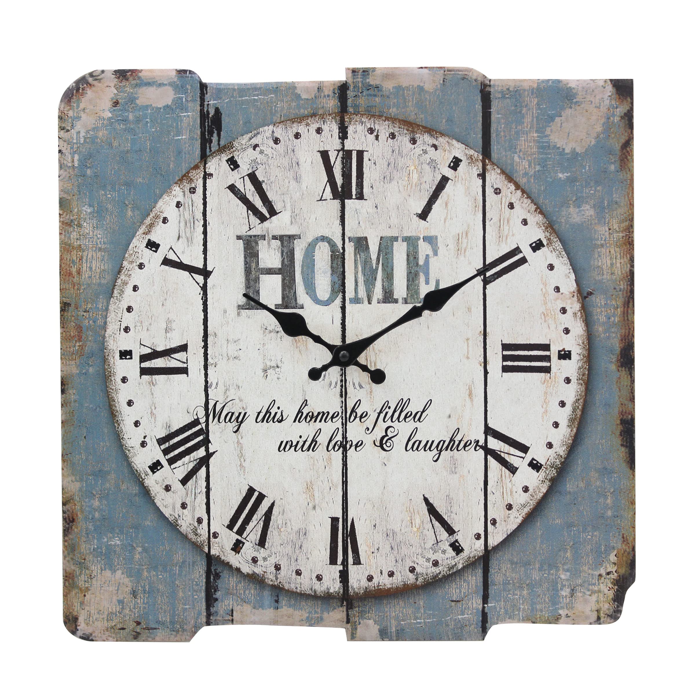 Stonebriar SB-6158A Worn Blue 15 Square White Wall Clock