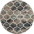 Unique Loom Trellis Frieze Collection Area Rug - Rounded (6' Round, Blue Multi/ Ivory)