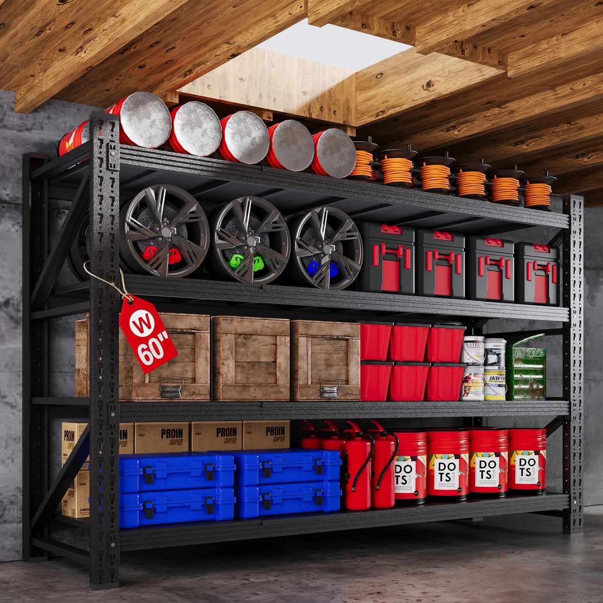 AFAIF 60 Wide Heavy Duty Metal Garage Shelving, Adjustable Storage Shelf