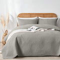 Oarage Queen Quilt Bedding Set Soft Lightweight Grey Bedspread With Leaf Pattern,Ultrasonic Microfiber Bed Coverlet Full Size Fo