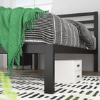 Zinus Mia Metal Platform Bed Frame with Headboard, Wood Slat Support, Twin, Black