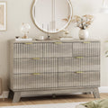 Xixini Fluted Dresser for Bedroom with 7 Drawers, 48 Wide Modern Chest of Drawers with Metal Handle, Wood Dresser TV Stand, Wood