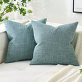 Miulee Pack Of 2 Decorative Linen Burlap Pillow Covers Square Solid Throw Cushion Case For Sofa Car Couch 18X18 Inch Teal