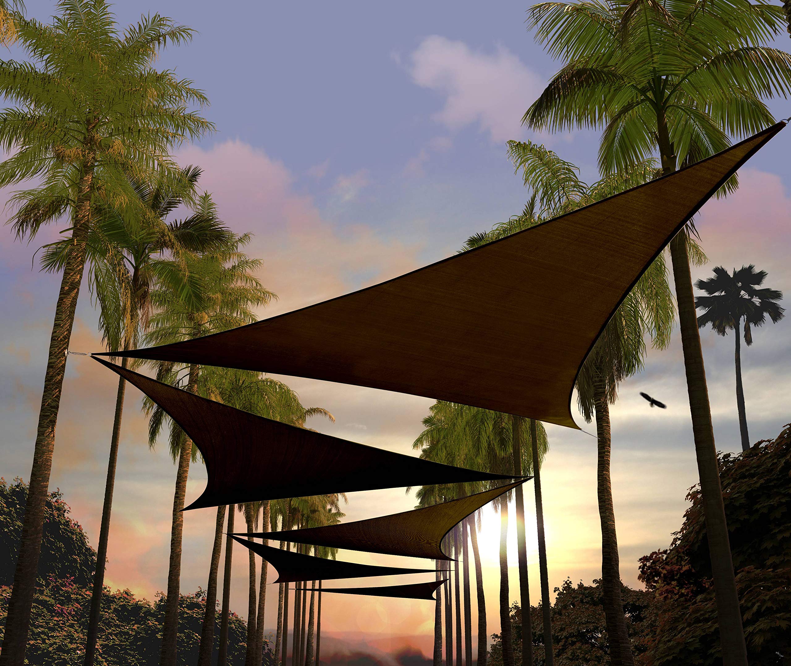 Amgo 24' X 24' X 24' Brown Triangle Sun Shade Sail Upf50+ Canopy Awning Agslt, 95% Uv Blockage, Water & Air Permeable, 200Gsm He