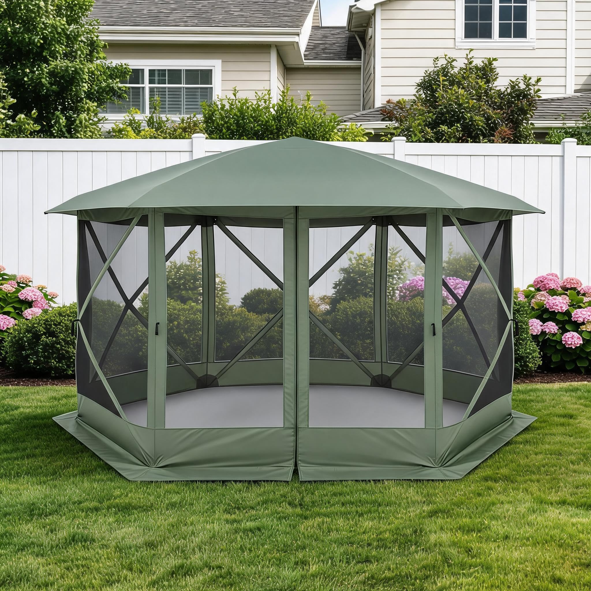 Fectiontool 210D Hexagonal Starry Canopy with Eaves, Waterproof & UV Protection, Outdoor Patio Gazebo for Garden, Backyard
