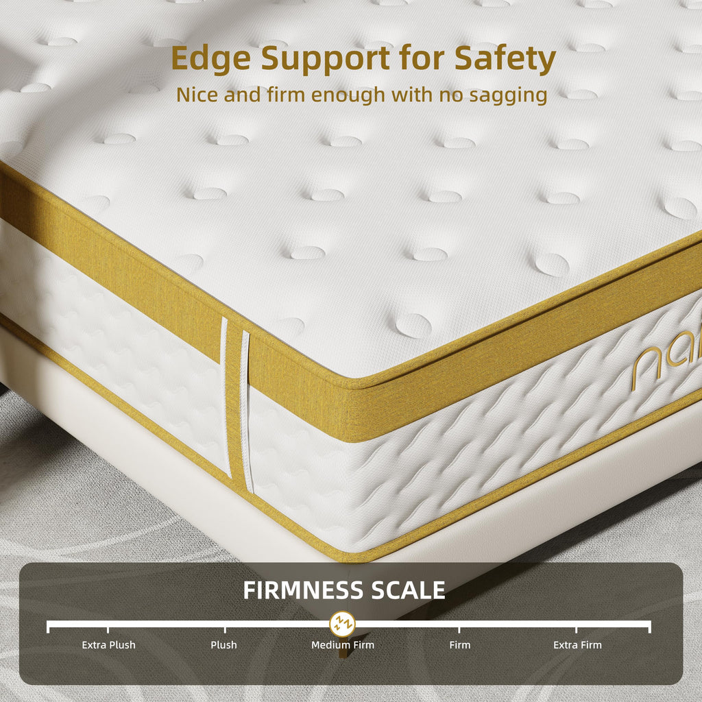 Naiveer Cooling Gel Queen Size Mattress 10 Inch Hybrid Queen Mattress In A Box With Pocketed Springs Memory Foam For Back Pain &