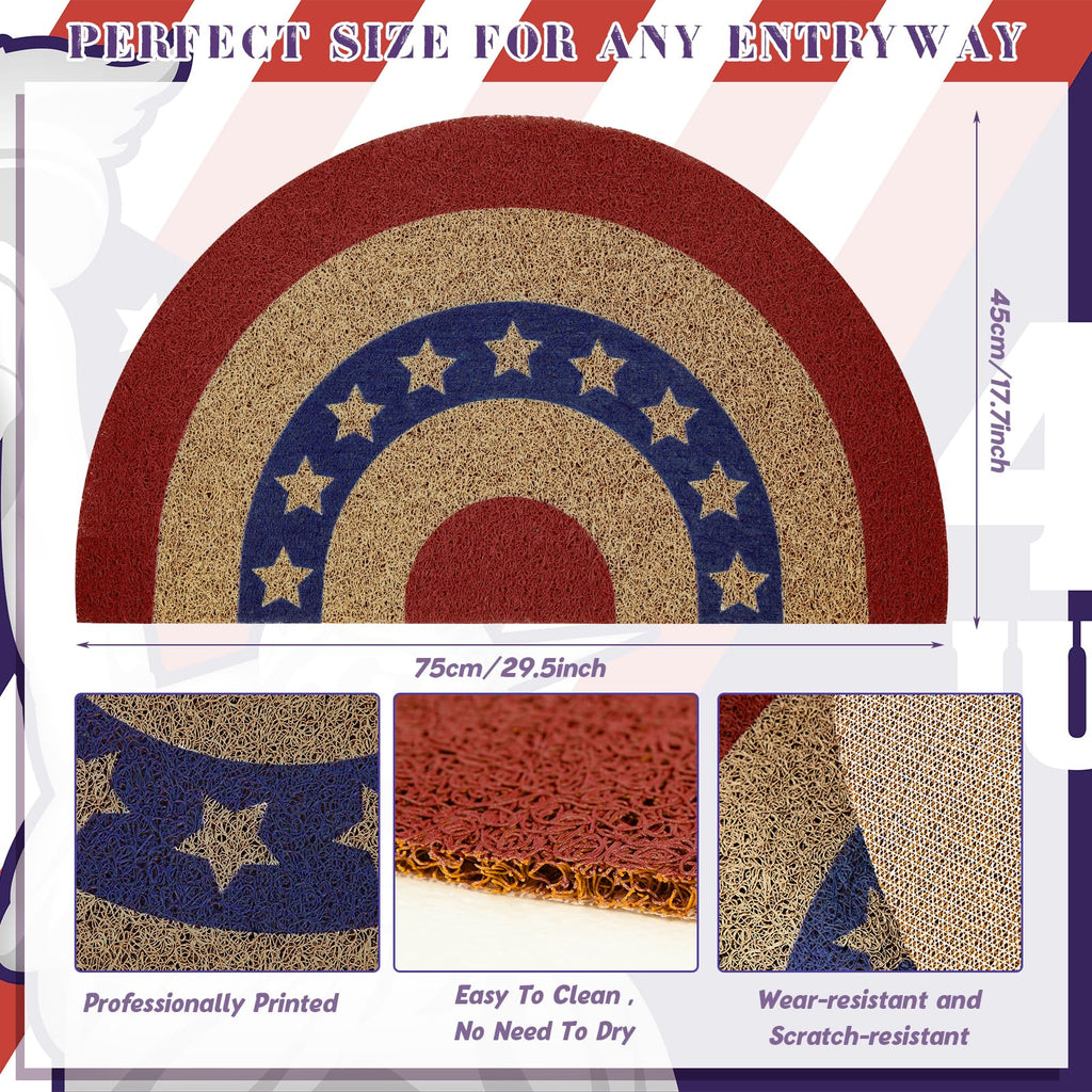Ceenna Patriotic Half Round Doormat 4Th Of July Coir Door Mat Indoor Outdoor American Patriotic Star Doormat Red White Blue Rugs