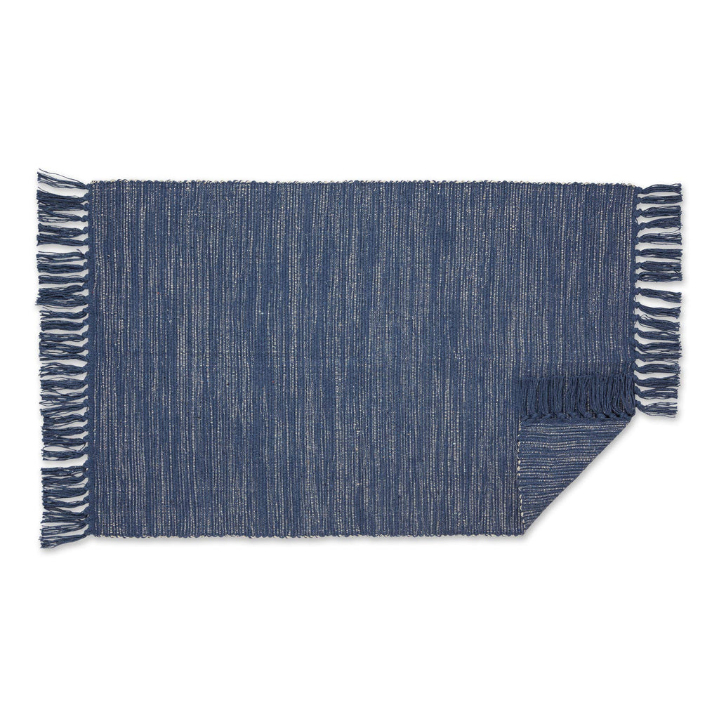 DII Woven Rugs Collection - Ribbed Reversible Cotton 2x3 ft, French Blue & Off-White, Model 6227