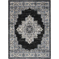 Nourison Passion Black Ivory 5'3'' x 7'3'' Area Rug, Boho, Traditional, Easy-Cleaning, Non Shedding, Bed Room, Living Room, Hall