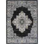 Nourison Passion Black Ivory 5'3'' x 7'3'' Area Rug, Boho, Traditional, Easy-Cleaning, Non Shedding, Bed Room, Living Room, Hall