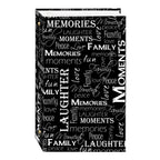 3-Ring Photo Album 300 Pockets Hold 4x6 Photos, Black & White Words Design