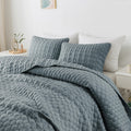 WDCOZY Blue Quilts Queen Size Bedding Sets with 2 Pillow Shams, Lightweight Soft Bedspread Coverlet, Quilted Blanket Thin Comfor