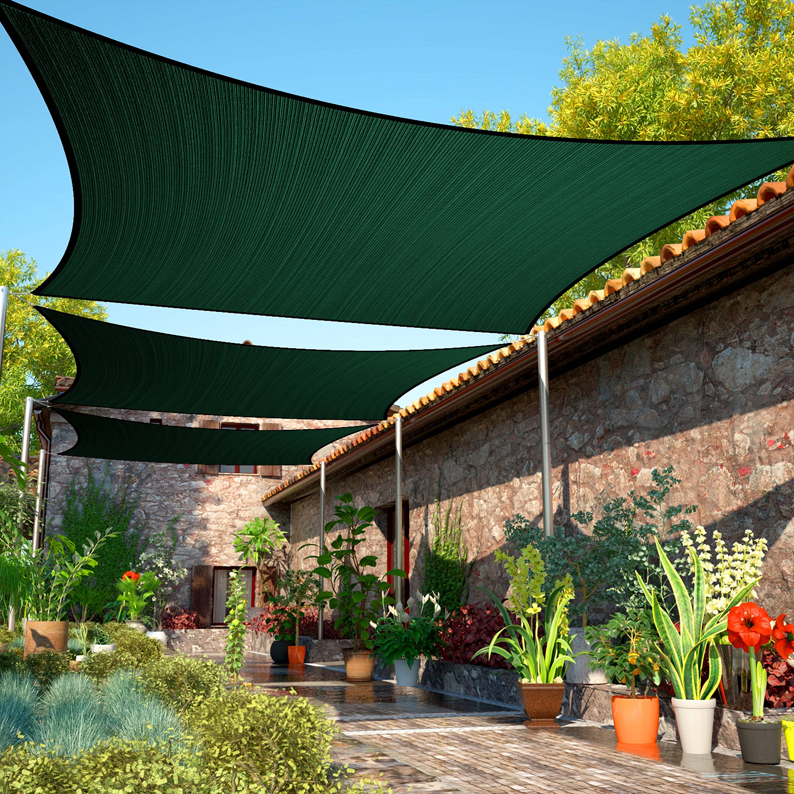 Shademart 6 ' X 7 ' Green Sun Shade Sail Rectangle Smslr Canopy Fabric Cloth Screen, Water And Air Permeable & Uv Resistant, Hea