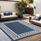 Rurality Outdoor Rugs 6X9 Waterproof For Patios Clearance,Plastic Straw Mats For Backyard,Porch,Deck,Balcony,Black And Beige