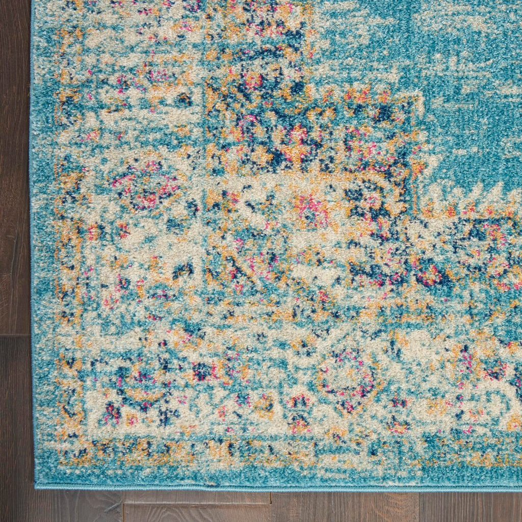 Nourison Passion Light Blue 1'10' X 2'10' Area Rug, Boho, Traditional, Easy Cleaning, Non Shedding, Bed Room, Living Room, Hallway, (2' X 3')