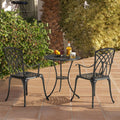 Nuu Garden Bistro Set 3 Piece Outdoor All Weather Cast Aluminum Patio Bistro Set Patio Table And Chairs Set Of 2 With Umbrella Hole For Backyard, Balcony, Front Porch, Lawn, Black