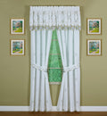 Today'S Curtain Verona Reverse Embroidery Panel Pair And Tiebacks, 63', White/Blue