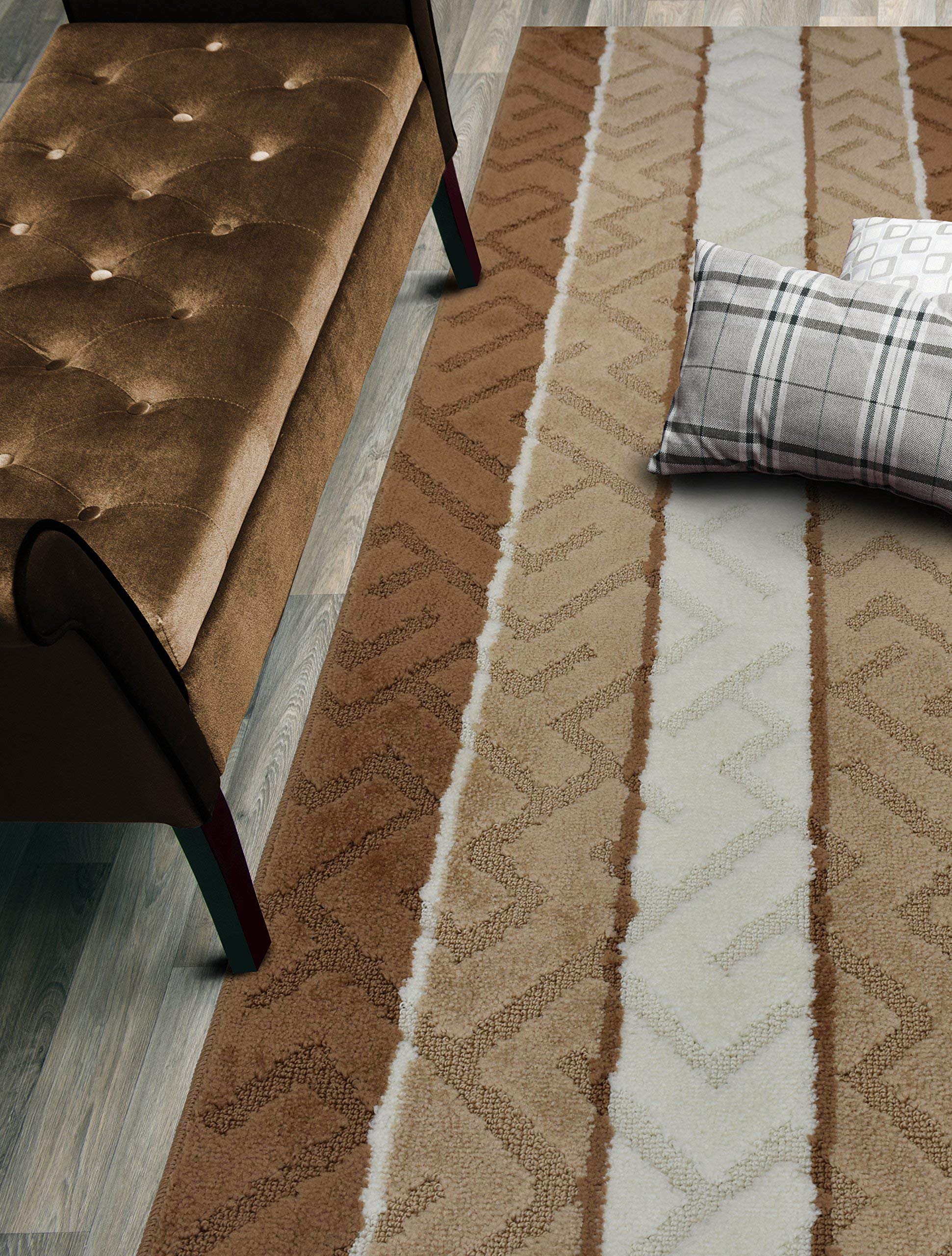 ORFA HOME Custom Size Meander Hallway Runner Rug Slip Resistant, 26 Inch Wide x Your Choice of Length Size, Beige, 26 Inch X 31 