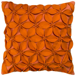 Rizzy Home | T08563 | Poly Fill Decorative Pillow | 18"x18" Orange/Brown/Orange Solid Botanical Petals