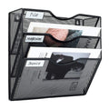 Pag Hanging Wall File Holder Mail Organizer Wall Mount Document Letter Rack, 3-Tier, Black