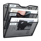 Pag Hanging Wall File Holder Mail Organizer Wall Mount Document Letter Rack, 3-Tier, Black