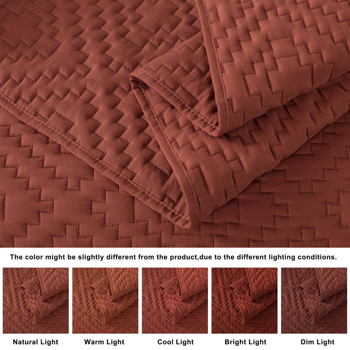 R.Share Burnt Orange Twin Size Quilt Bedding Sets With Pillow Sham, Boho Lightweight Soft Bedspread Coverlet, Quilted Blanket Th