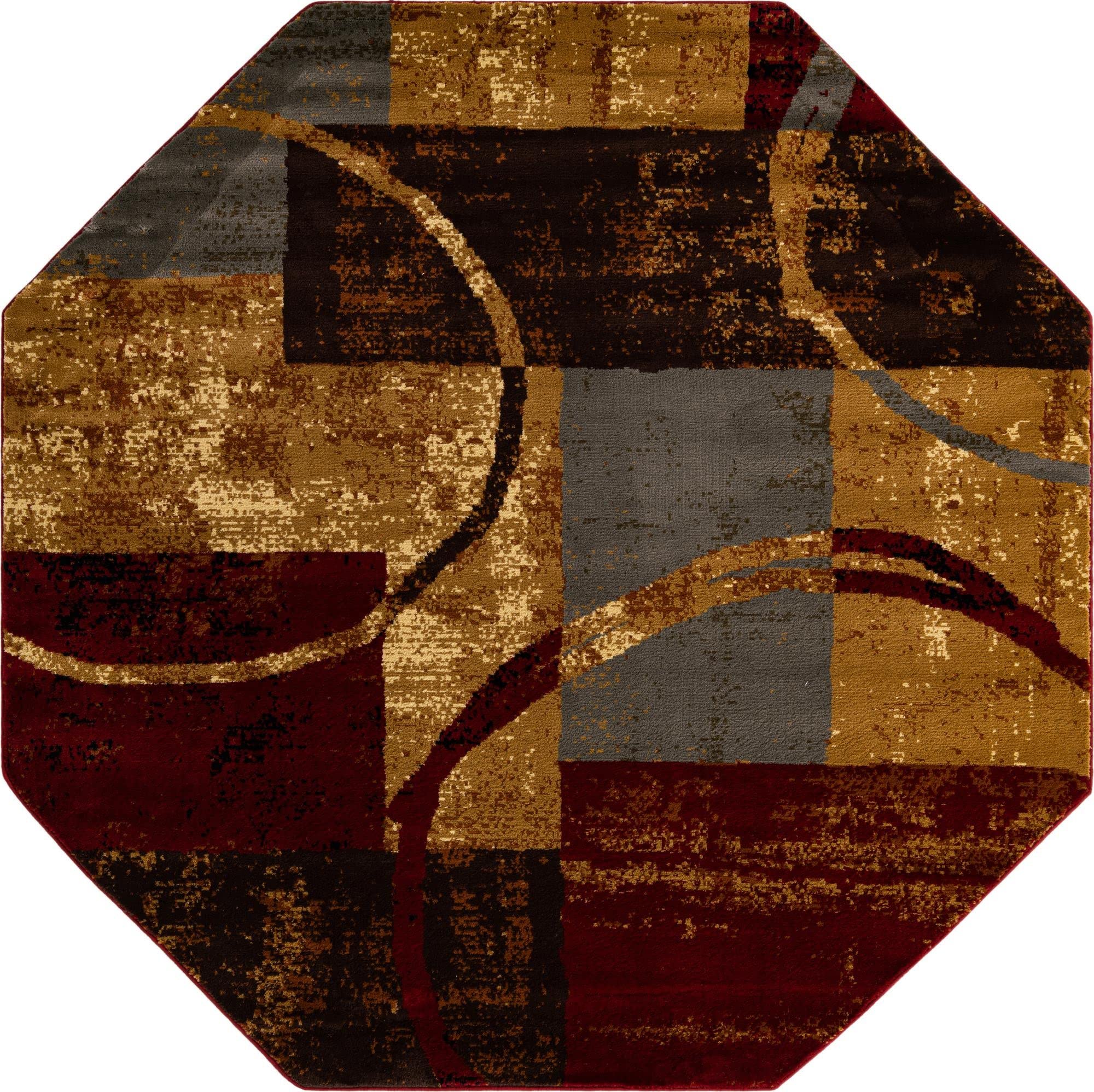 Unique Loom Barista Collection Area Rug - Kouillou (7' 1'' Octagon, Multi/Brown)