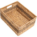 Storageworks Jumbo Rectangular Wicker Basket, Water Hyacinth And Seagrass Storage Basket With Builtin Handles, 1 Pack