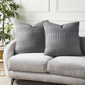 VHC Brands Waffle Weave Navy Blue Pillow Cover Set of 2 24x24, Decorative Throw Pillow Covers/Shams, Boho Farmhouse Bedroom, Liv