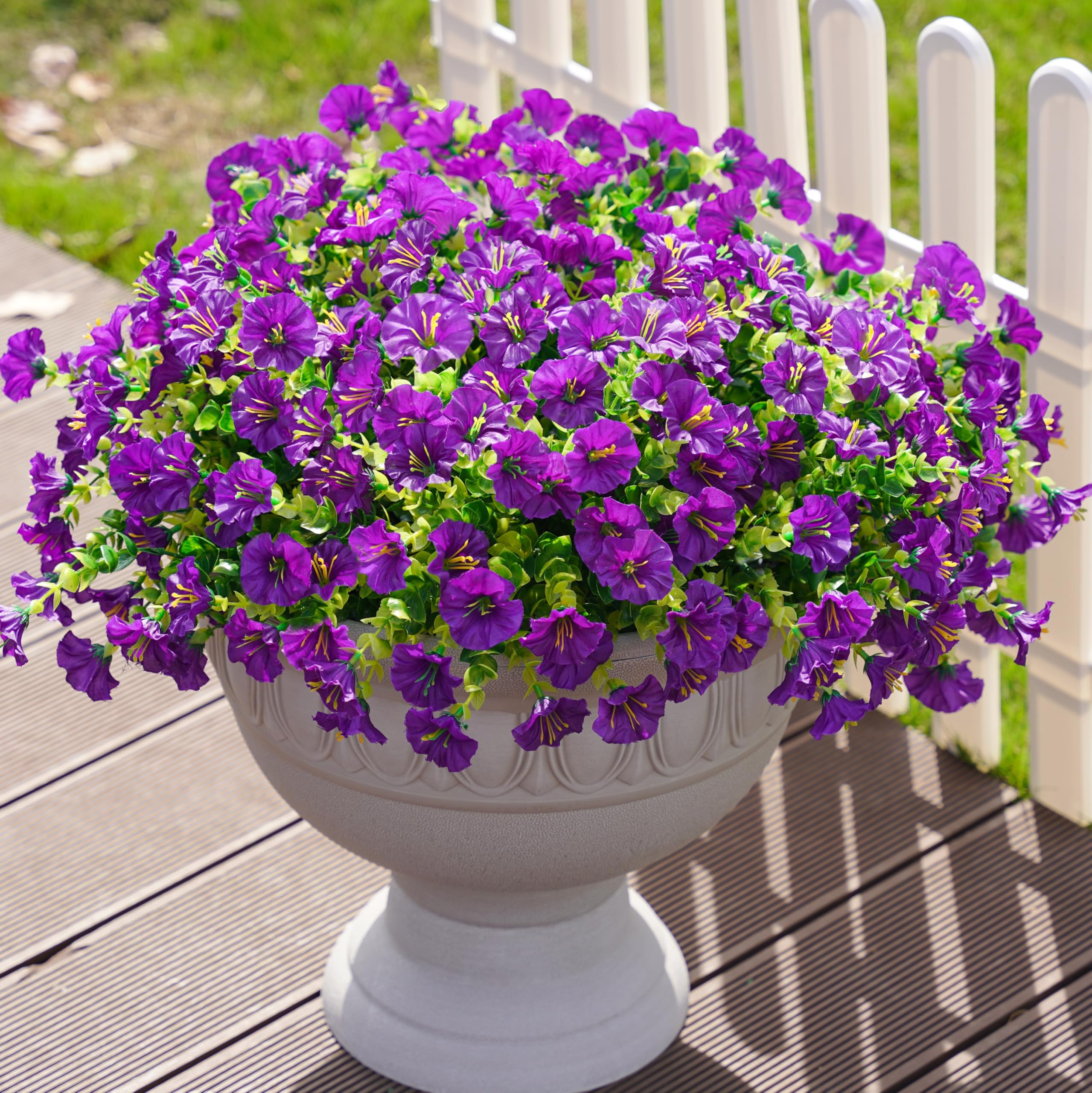 Ivydale Artificial Fake Outdoor Outside Plants Flowers For Spring Summer Decoration, 12 Bundles Faux Silk Uv Resistant Look Real