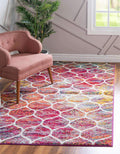 Unique Loom Trellis Frieze Collection Area Rug - Rounded (4 x 6, Multi/ Black)