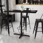 Flash Furniture Stiles 30'' X 48'' Rectangular Black Laminate Table Top With 23.5'' X 29.5'' Bar Height Table Base And Foot Ring