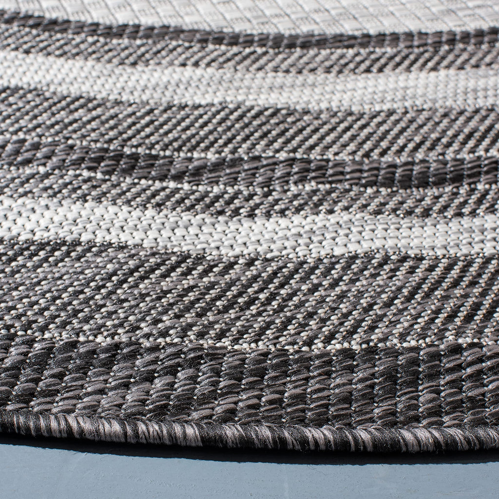 Safavieh Courtyard Collection 4' Round Light Grey/Black Cy8475 Indoor/Outdoor Non-Shedding Easy Cleaning Patio Backyard Porch Deck Mudroom Area Rug