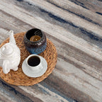 HomeRoots 100% Polypropylene 2’ x 8’ Blue and Beige Distressed Stripes Runner Rug