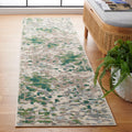 SAFAVIEH Monaco Collection Runner Rug - 22 x 8, Green & Blue, Abstract Watercolor Design, Non-Shedding & Easy Care, Ideal for 