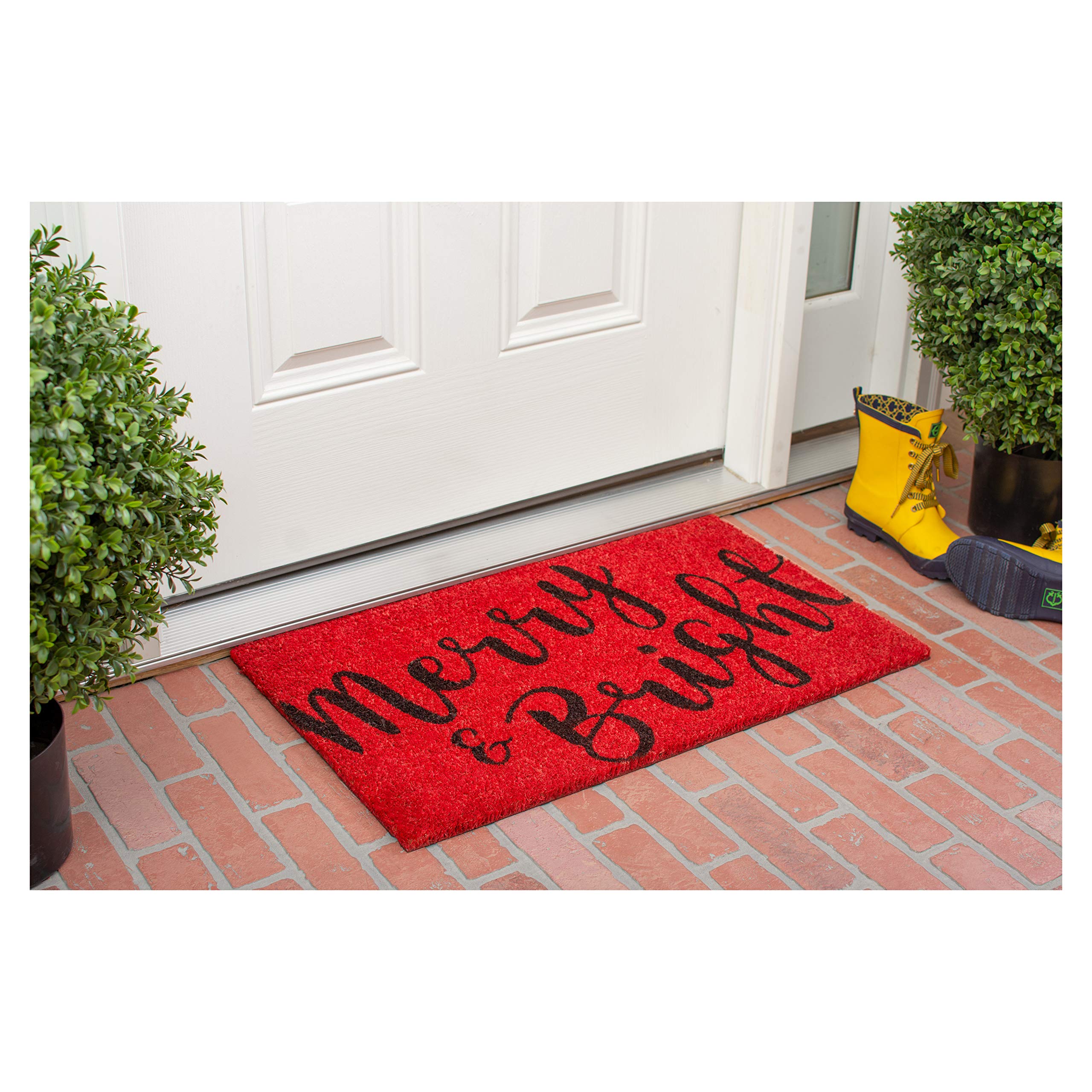 Calloway Mills 104971729 Merry & Bright Doormat, 17' X 29', Red/Black
