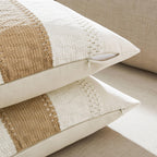 Zeemart 2 Packs Cotton Boho Throw Pillow Covers 20X20 Inch Contrast Brown, Soft Farmhouse Decorative Couch Pillow Cases Neutral Cushion Covers For Sofa Bed Living Room Home Decor
