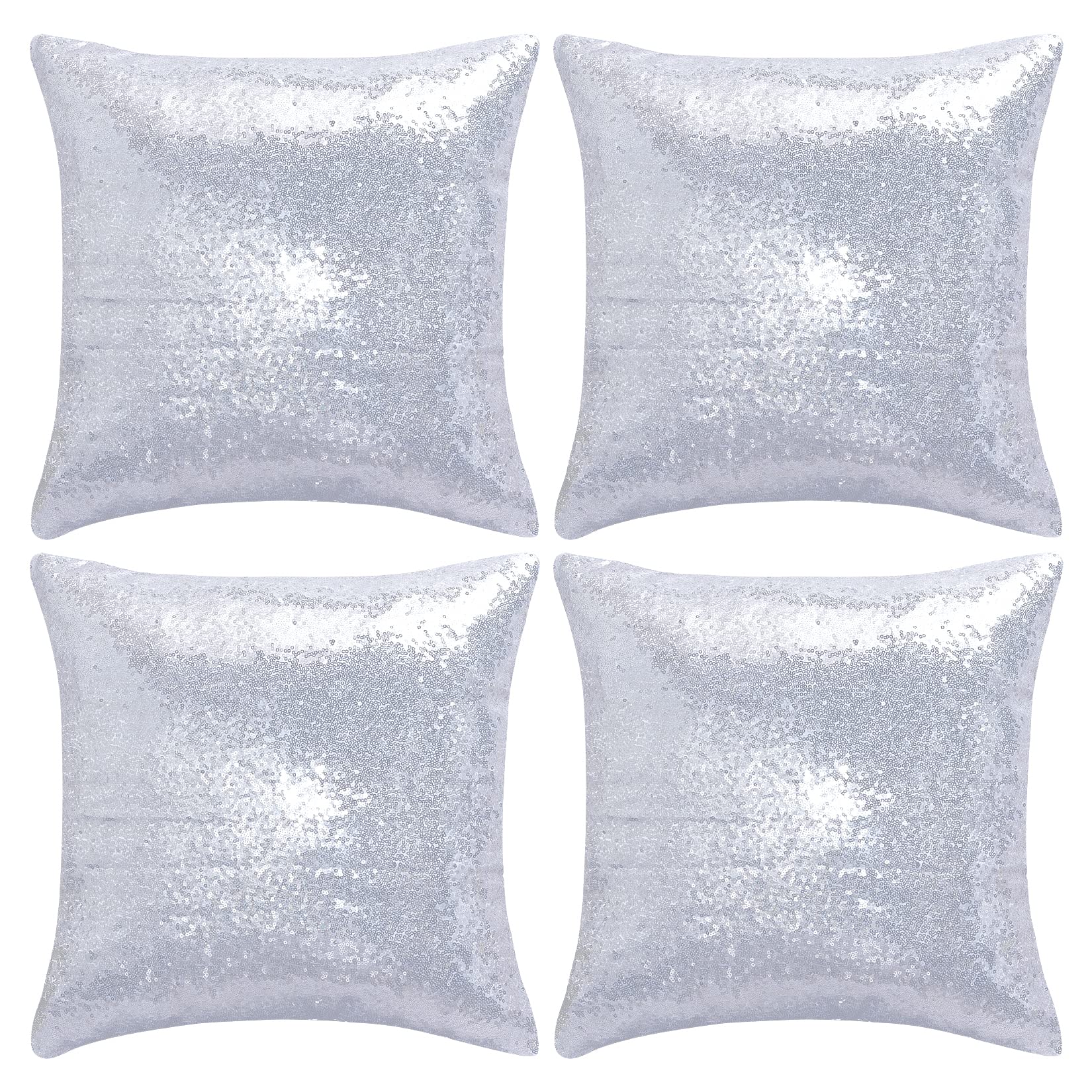 Miayon Silver Sequin Pillow Covers Square Glitter Pillow Cases Decorative Sparkling Throw Pillow Cover Cushion Case For Bed Sofa