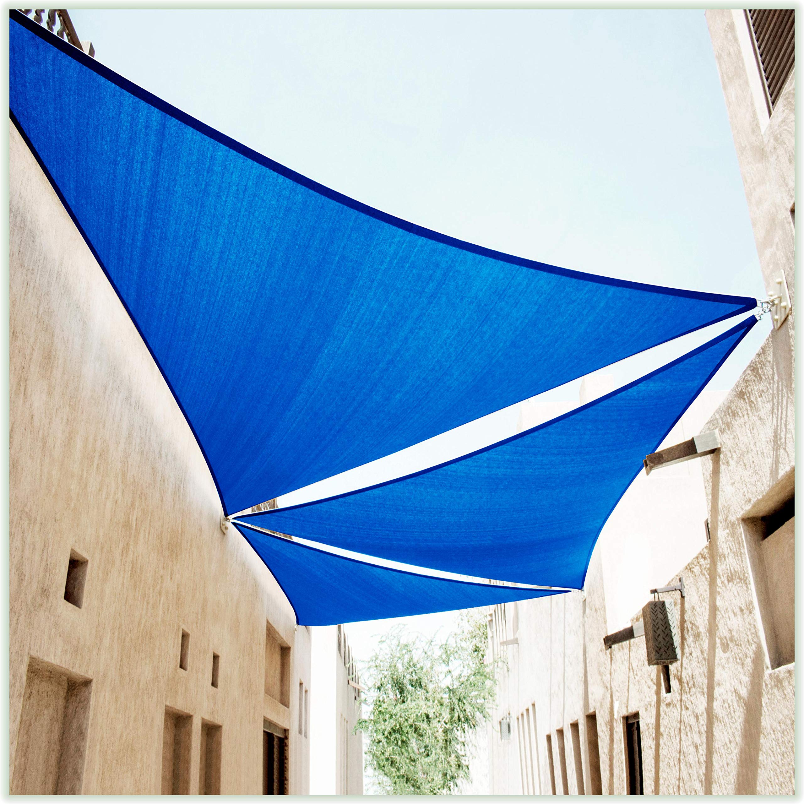 Colourtree 22' X 22' X 22' Blue Sun Shade Sail Triangle Ctslt22 - Canopy Mesh Fabric Uv Block Upf50 - Commercial Heavy Duty - 19