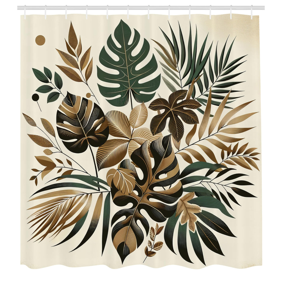 Ambesonne Brown Shower Curtain, Exotic Retro Inspired Monstera Palm Jungle Leaves Vintage Botanical, Cloth Fabric Bathroom Decor