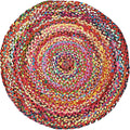 Unique Loom Braided Chindi Collection Area Rug - Layer (3 3 Round, Multi/ Blue)
