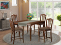 East West Furniture CHEL5-MAH-C Chelsea 5 Piece Counter Height Set Includes a Square Dining Room Table with Butterfly Leaf and 4 Linen Fabric Upholstered Chairs, 54x54 Inch