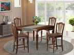 East West Furniture CHEL5-MAH-C Chelsea 5 Piece Counter Height Set Includes a Square Dining Room Table with Butterfly Leaf and 4 Linen Fabric Upholstered Chairs, 54x54 Inch