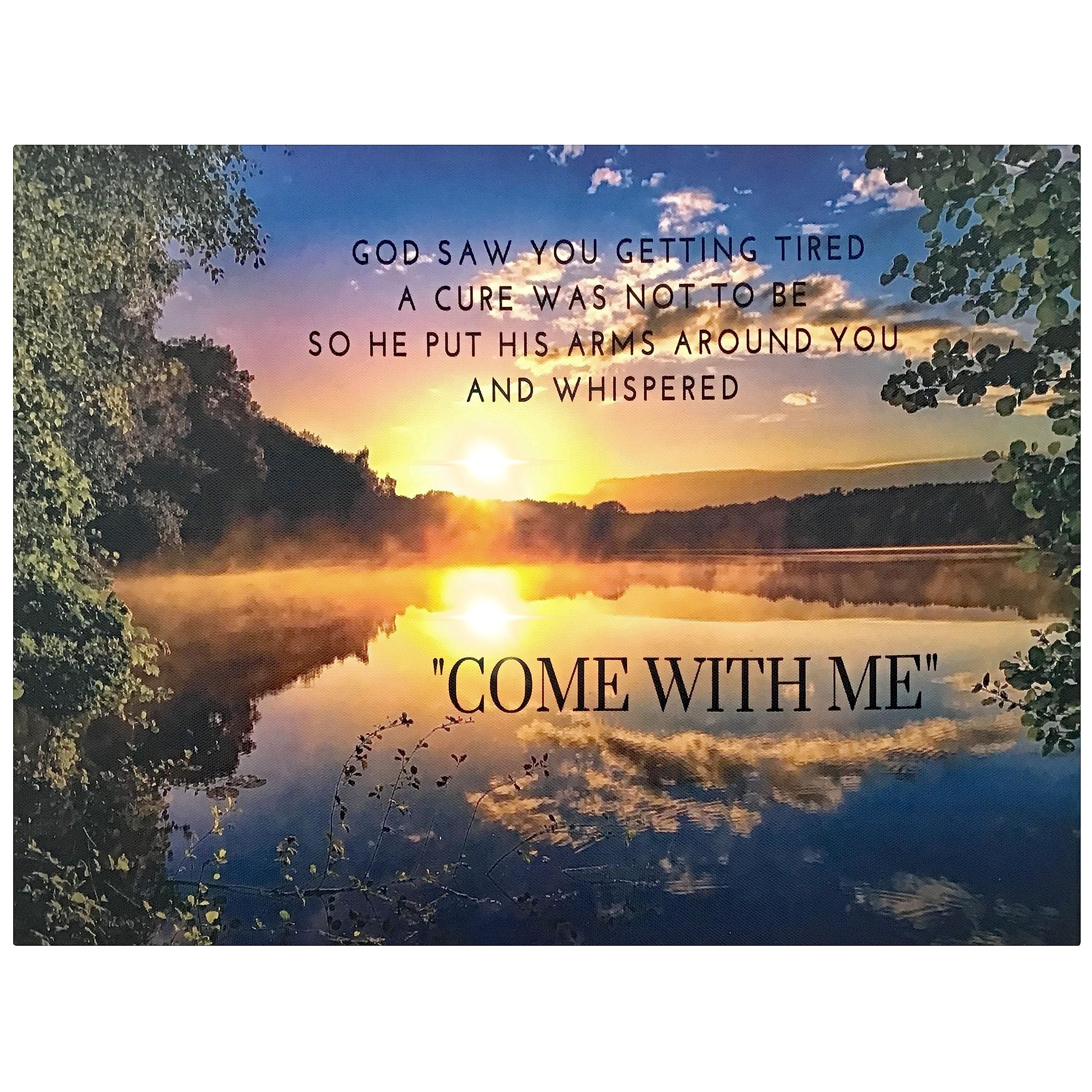 BANBERRY DESIGNS Lighted Memorial Bereavement Canvas Print - In Loving Memory - God Saw You Getting Tired - Measures 16 x 12